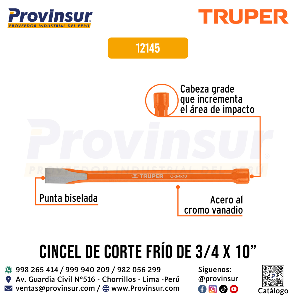 Cincel de Corte Frío 3/4 X 10 Pulgadas 12145 Truper 2 Cincel de corte frío 3/4 X 10 pulgadas 12145 Truper