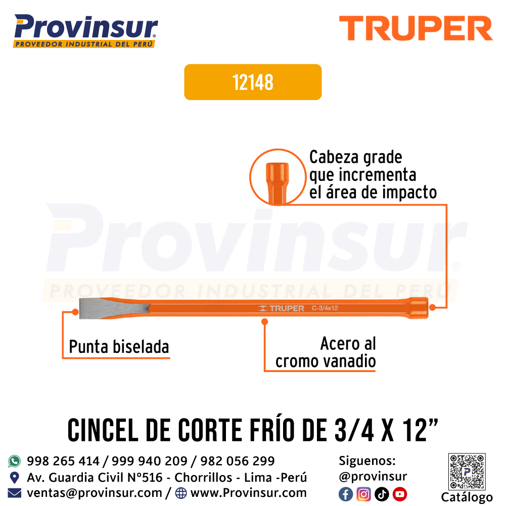 Cincel de Corte Frío 3/4 X 12 Pulgadas 12148 Truper 2 Cincel de corte frío 3/4 X 12 pulgadas 12148 Truper