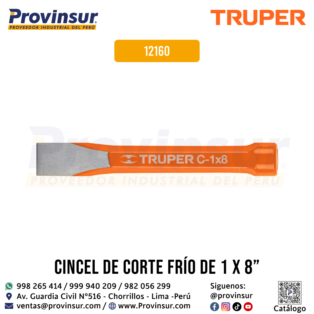 Cincel de Corte Frío de 1 X 8 Pulgadas 12160 Truper 1 Cincel de corte frío de 1 X 8 pulgadas 12160 Truper