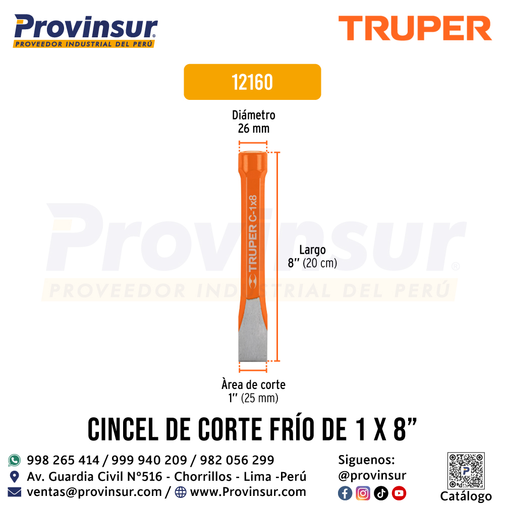 Cincel de Corte Frío de 1 X 8 Pulgadas 12160 Truper 3 Cincel de corte frío de 1 X 8 pulgadas 12160 Truper