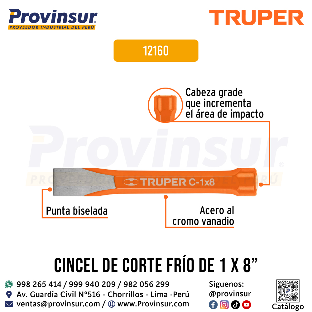 Cincel de Corte Frío de 1 X 8 Pulgadas 12160 Truper 2 Cincel de corte frío de 1 X 8 pulgadas 12160 Truper