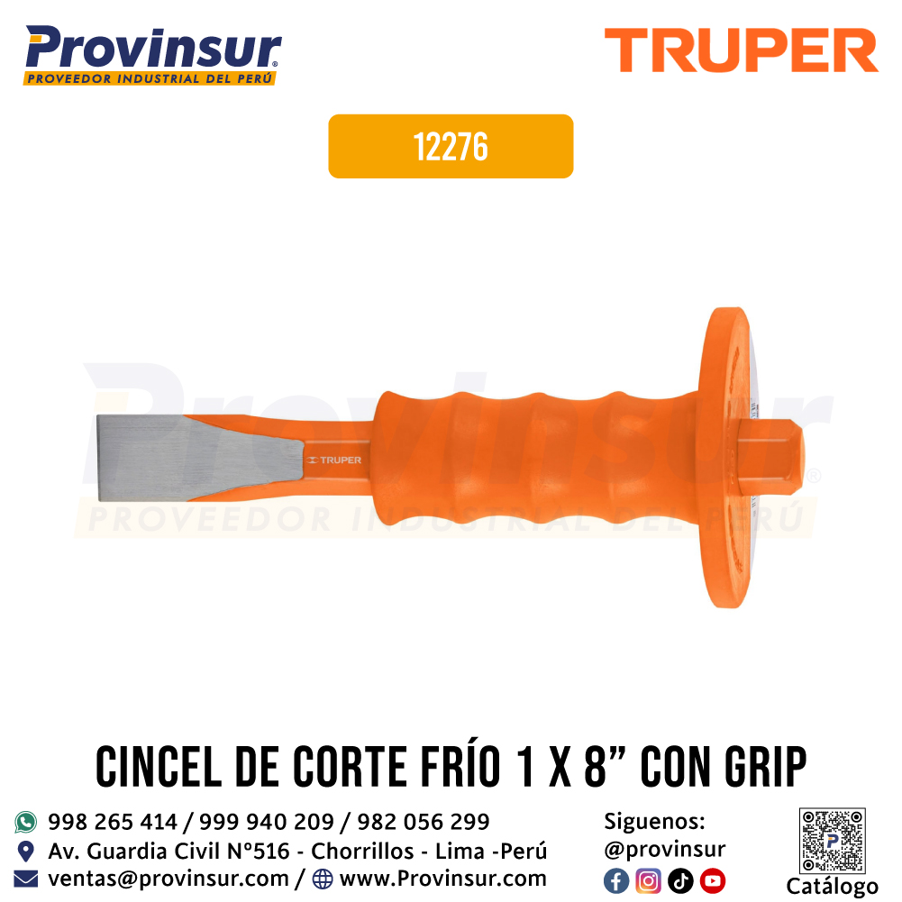 Cincel de Corte Frío de 1 x 8 Pulgadas con Grip 12276 Truper 1 Cincel de corte frío 1 x 8 pulgadas con grip 12276 Truper