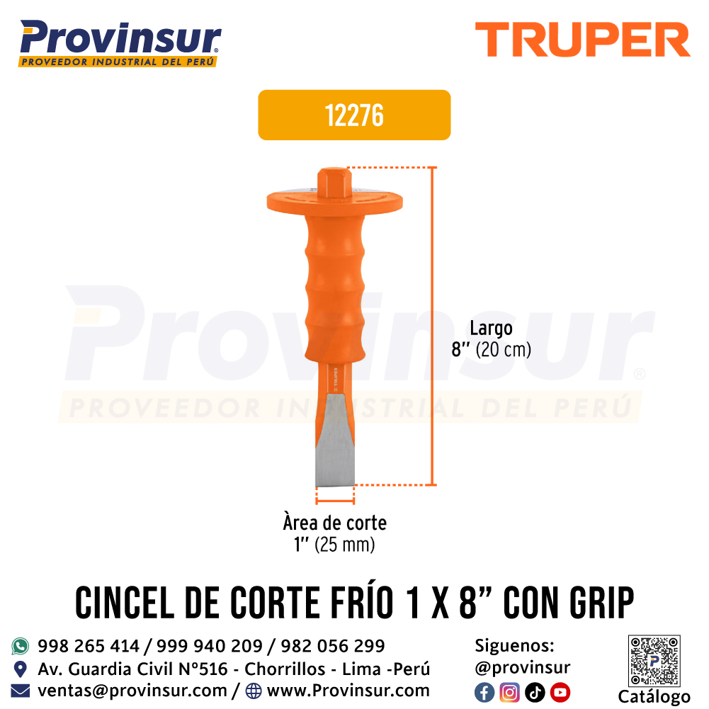 Cincel de Corte Frío de 1 x 8 Pulgadas con Grip 12276 Truper 3 Cincel de corte frío 1 x 8 pulgadas con grip 12276 Truper