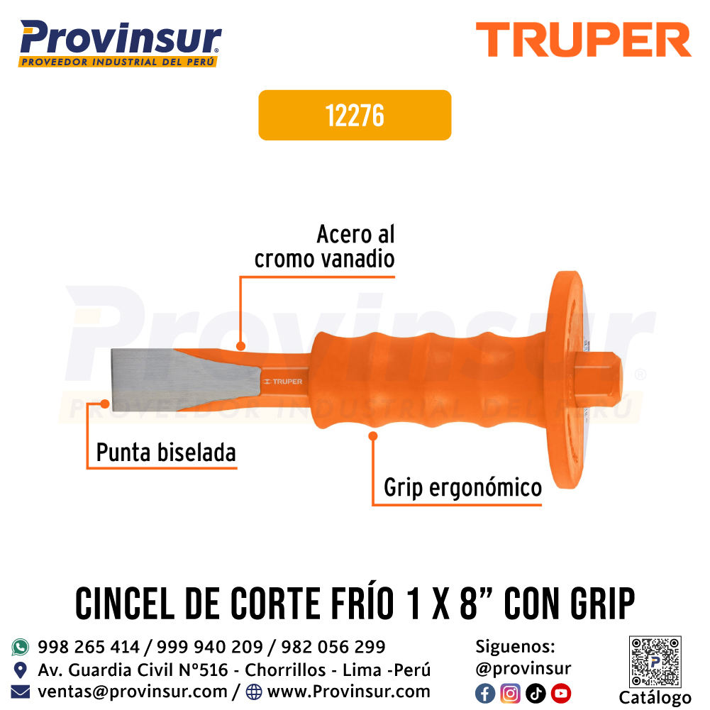 Cincel de Corte Frío de 1 x 8 Pulgadas con Grip 12276 Truper 2 Cincel de corte frío 1 x 8 pulgadas con grip 12276 Truper