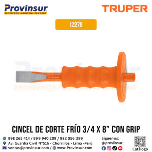 Cincel de corte frío de 3/4 x 8 pulgadas con grip 12278 Truper