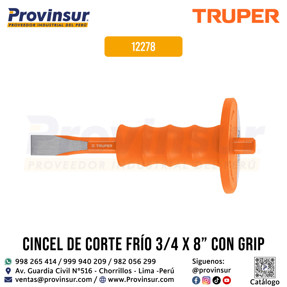 Cincel de Corte Frío de 3/4 x 8 Pulgadas con Grip 12278 Truper 1 Cincel de corte frío de 3/4 x 8 pulgadas con grip 12278 Truper