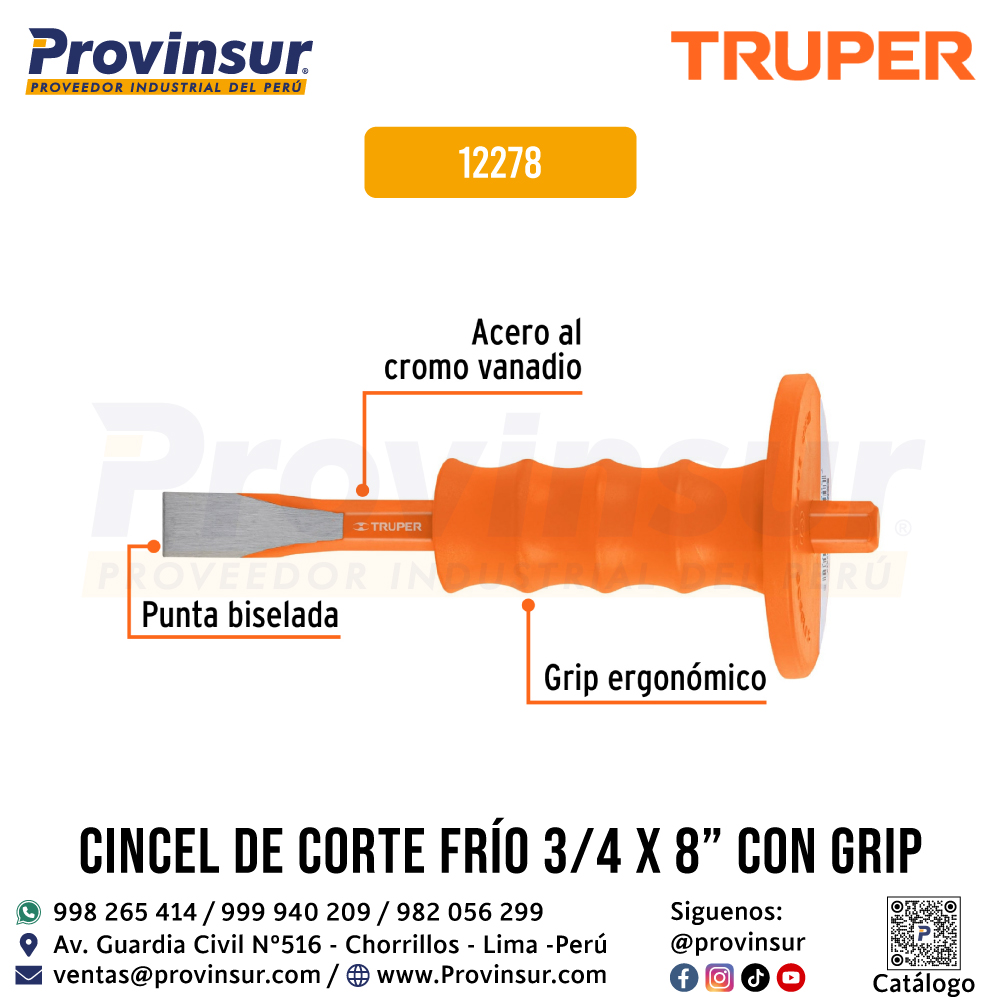 Cincel de Corte Frío de 3/4 x 8 Pulgadas con Grip 12278 Truper 2 Cincel de corte frío de 3/4 x 8 pulgadas con grip 12278 Truper