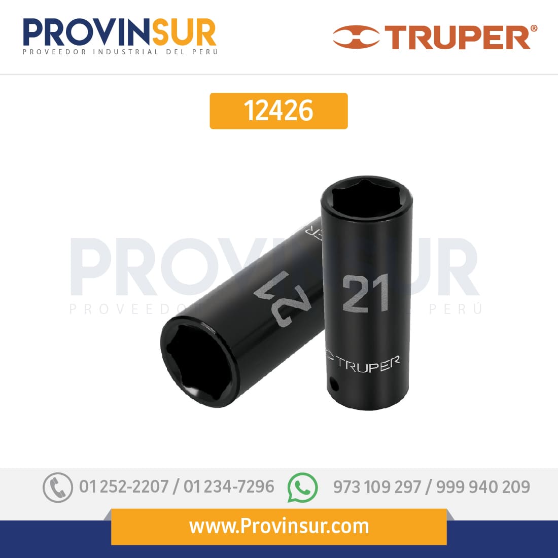 Dado de impacto, largo, 6 puntas, cuadro 1/2" de 14mm 12426 Truper 1 Dado de impacto, largo, 6 puntas, cuadro 1/2" de 14mm 12426 Truper