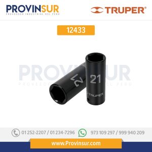 Dado de impacto, largo, 6 puntas, cuadro 1/2" de 21mm 12433 Truper