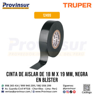 Cinta de aislar negra de 18 metros x 19 mm en blíster 12499 Truper