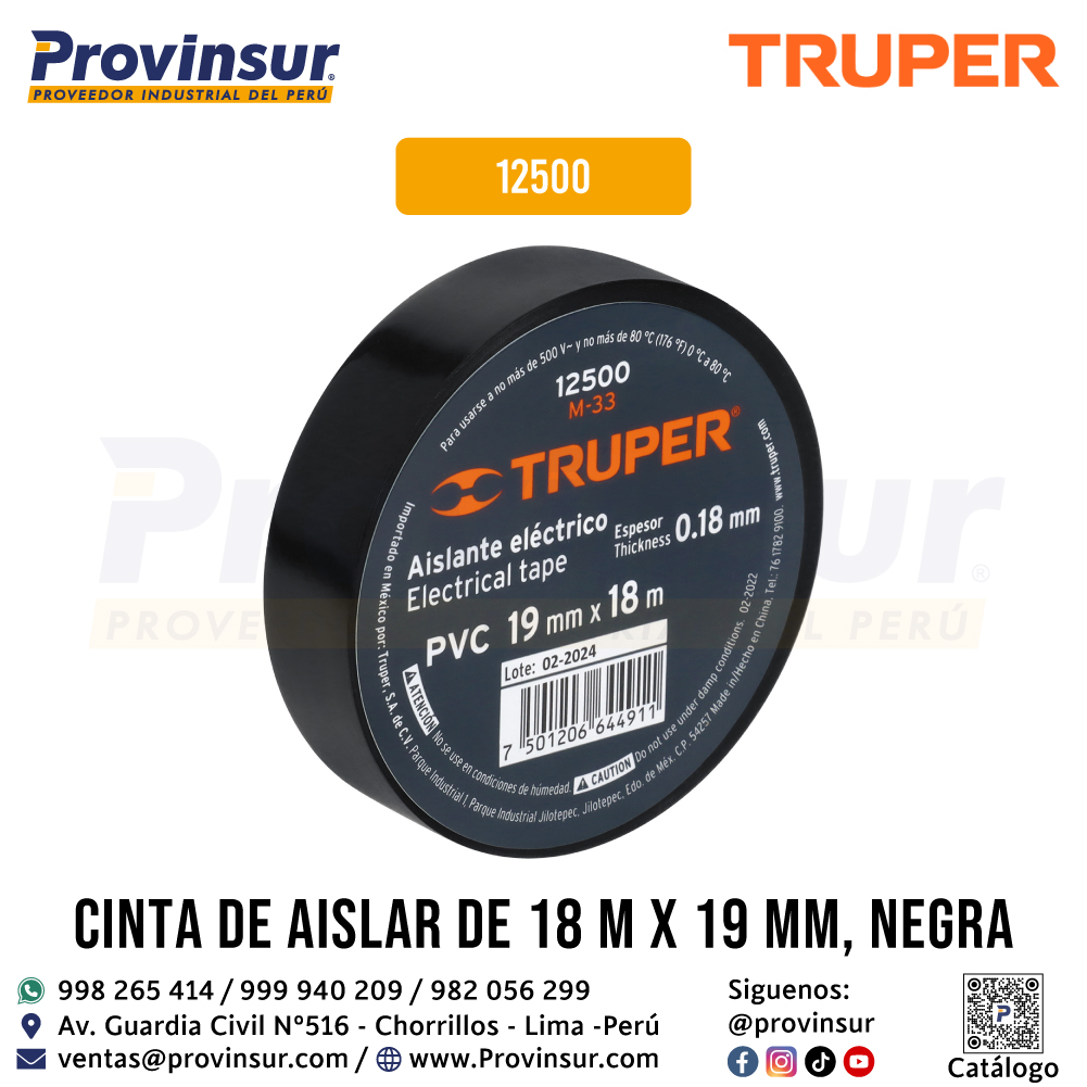 Cinta de Aislar Negra de 18 Metros x 19 mm 12500 Truper 4 Cinta de aislar negra de 18 metros x 19 mm 12500 Truper