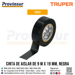 Cinta de aislar negra 9 metros x 19 mm 12501 Truper