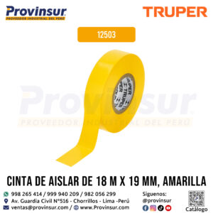 Cinta de aislar amarilla 18 metros x 19 mm 12503 Truper