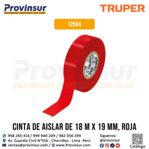 Cinta de aislar roja de 18 metros x 19 mm 12504 Truper