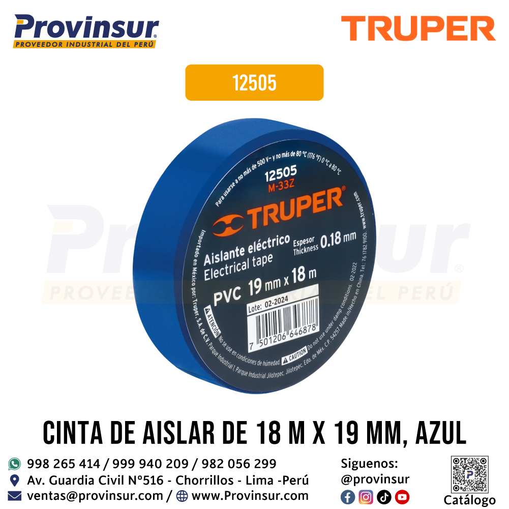 Cinta de Aislar Azul 18 Metros x 19 mm 12505 Truper 4 Cinta de aislar azul 18 metros x 19 mm 12505 Truper