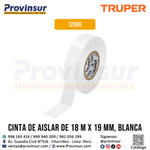 Cinta de aislar blanca de 18 metros x 19 mm 12506 Truper