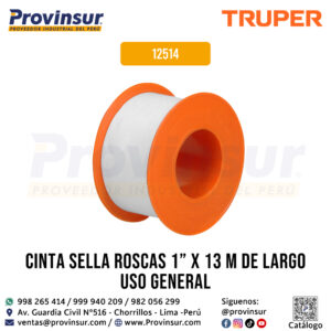 Cinta sella roscas 1 pulgada x 13 metros uso general 12514 Truper