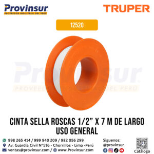Cinta sella roscas 1/2 pulgada x 7 metros uso general 12520 Truper