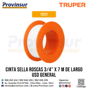Cinta sella roscas 3/4 pulgadas x 7 metros uso general 12521 Truper