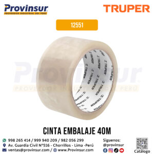 Cinta de empaque/embalaje transparente 40m x 48 mm 12551 Truper