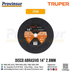 Disco para corte de metal tipo 41 diámetro 14 pulgadas x 3.1 mm 12568 Truper