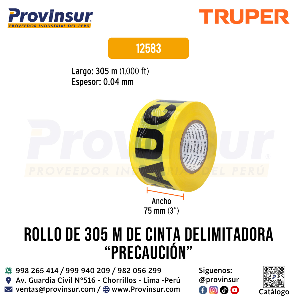 Cinta Delimitadora Precaución de 305 Metros 12583 Truper 2 Cinta delimitadora Precaución de 305 metros 12583 Truper