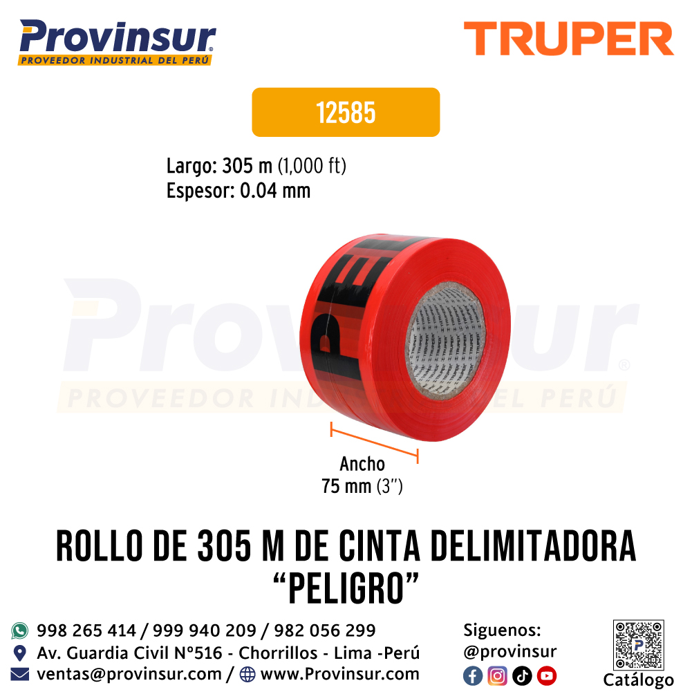 Cinta Delimitadora Peligro de 305 Metros 12585 Truper 2 Cinta delimitadora Peligro de 305 metros 12585 Truper