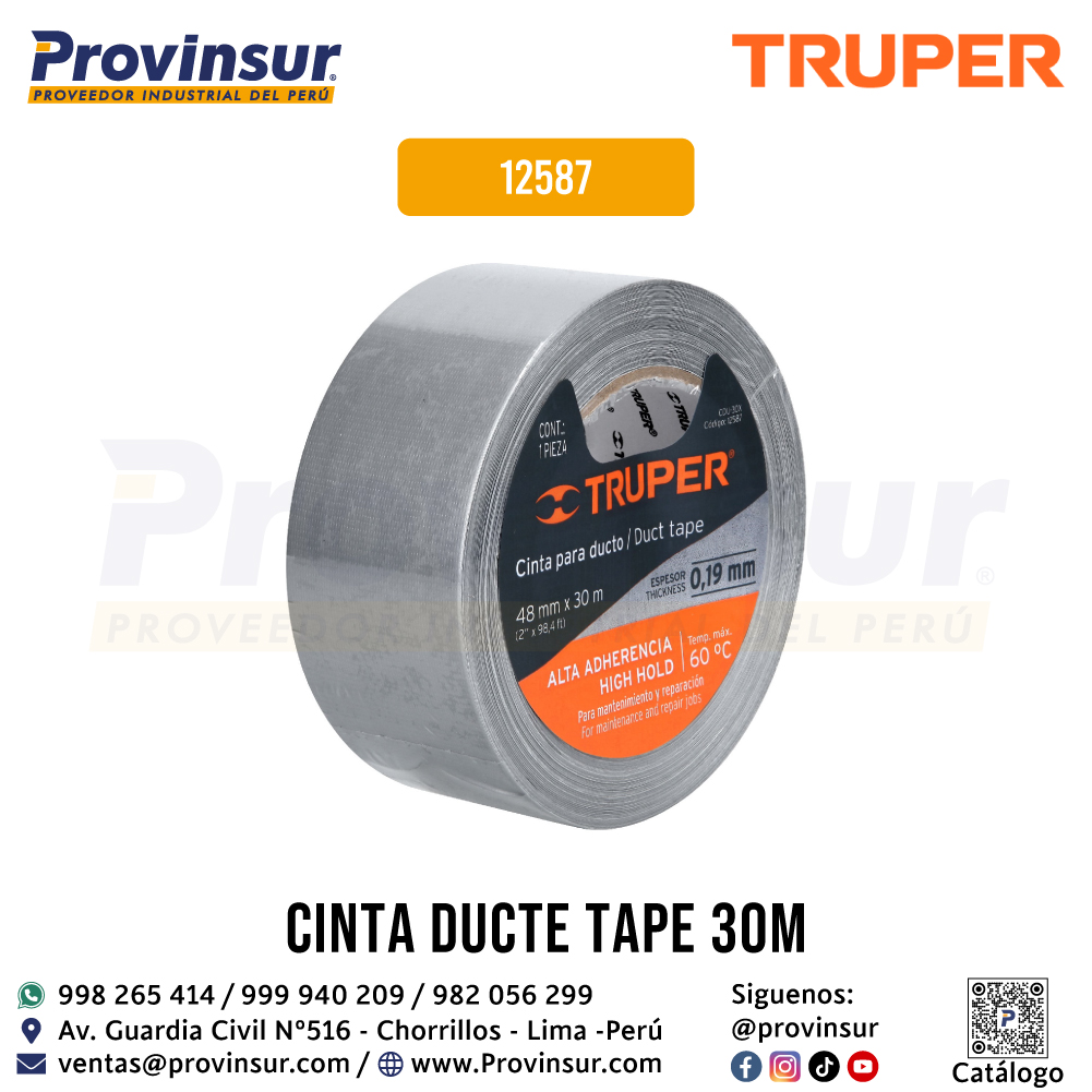 Cinta para Ducto de 30 Metros Resistente a Altas Temperaturas 12587 Truper 4 Cinta para ducto de 30 metros resistente a altas temperaturas 12587 Truper