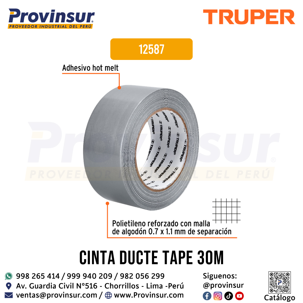 Cinta para Ducto de 30 Metros Resistente a Altas Temperaturas 12587 Truper 3 Cinta para ducto de 30 metros resistente a altas temperaturas 12587 Truper