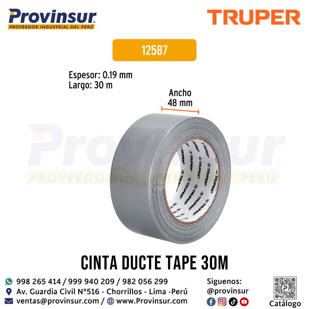 Cinta para Ducto de 30 Metros Resistente a Altas Temperaturas 12587 Truper 2 Cinta para ducto de 30 metros resistente a altas temperaturas 12587 Truper