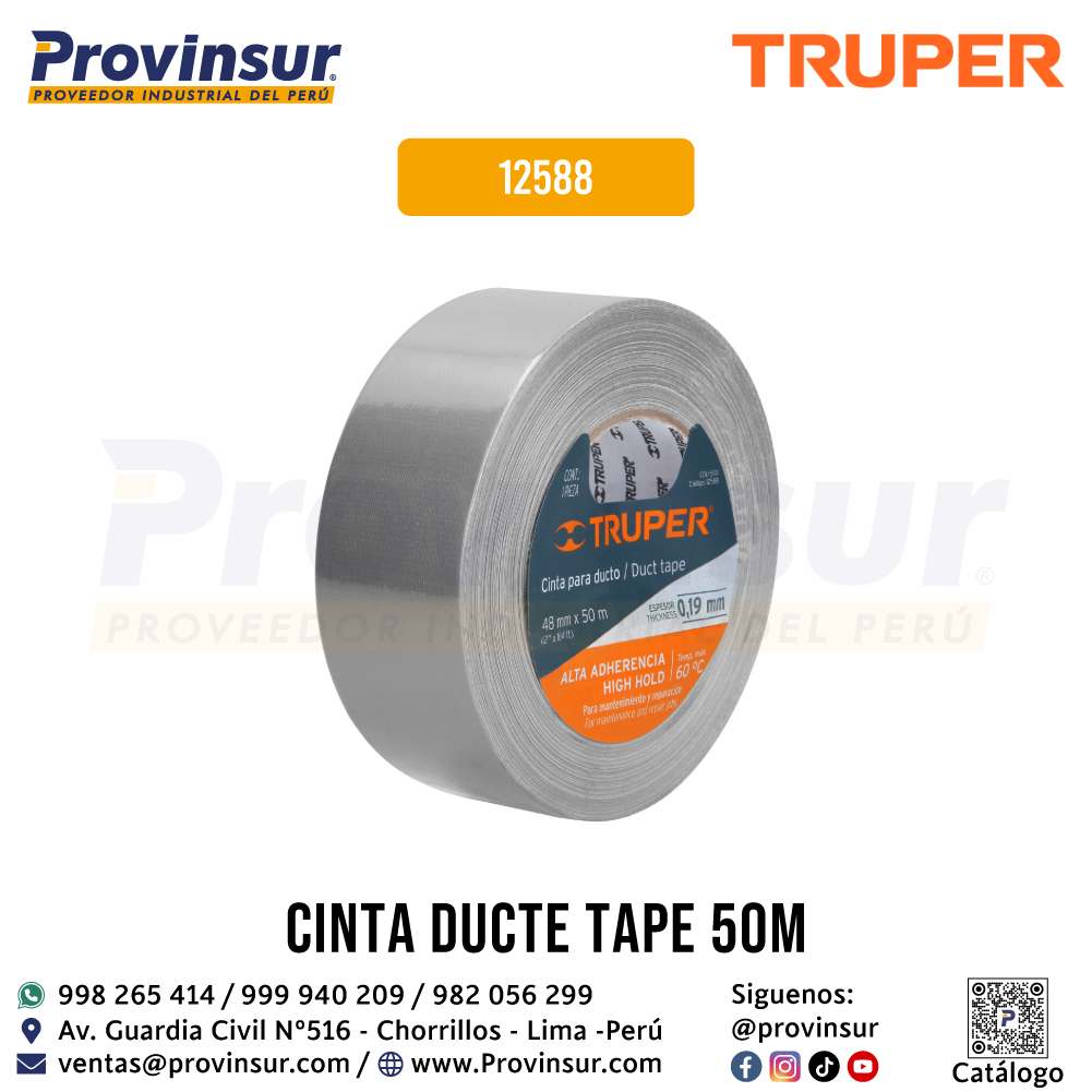 Cinta para Ducto de 50 Metros Resistente a Altas Temperaturas 12588 Truper 4 Cinta para ducto de 50 metros resistente a altas temperaturas 12588 Truper