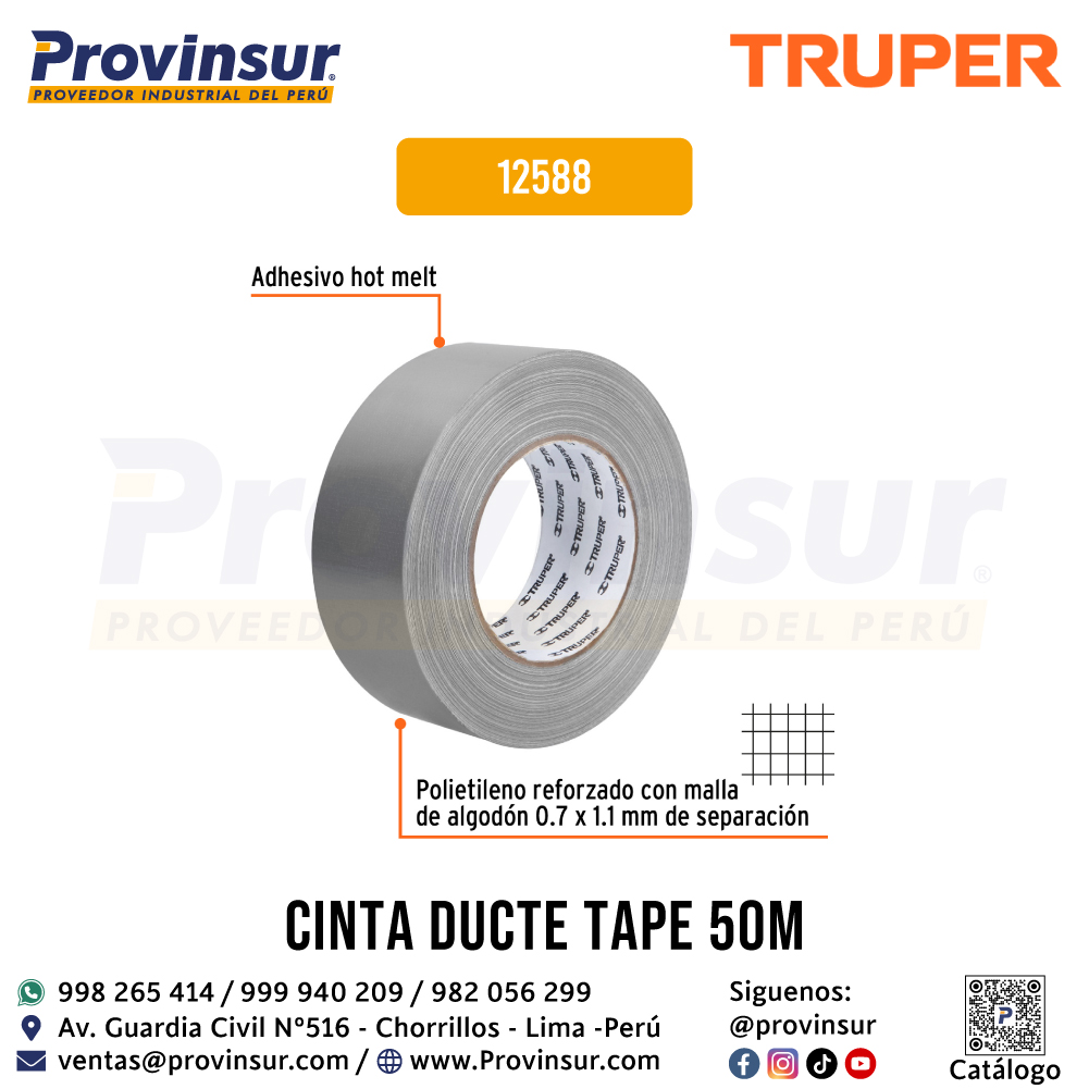 Cinta para Ducto de 50 Metros Resistente a Altas Temperaturas 12588 Truper 3 Cinta para ducto de 50 metros resistente a altas temperaturas 12588 Truper