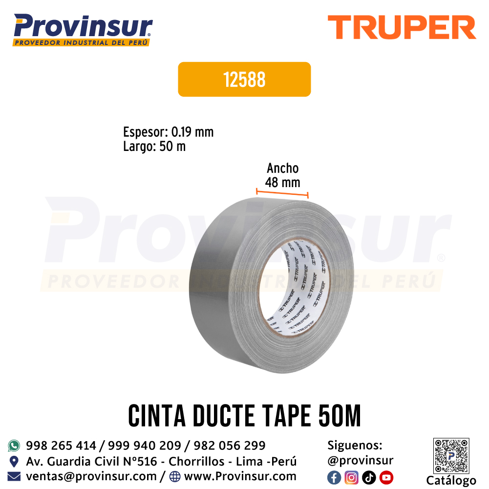 Cinta para Ducto de 50 Metros Resistente a Altas Temperaturas 12588 Truper 2 Cinta para ducto de 50 metros resistente a altas temperaturas 12588 Truper
