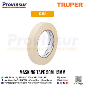 Cinta masking tap de 1/2 pulgada x 50 metros 12589 Truper