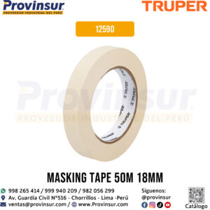 Cinta masking tape de 3/4 pulgadas x 50 metros 12590 Truper