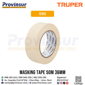 Cinta masking tape de 1-1/2 pulgada x 50 metros 12592 Truper
