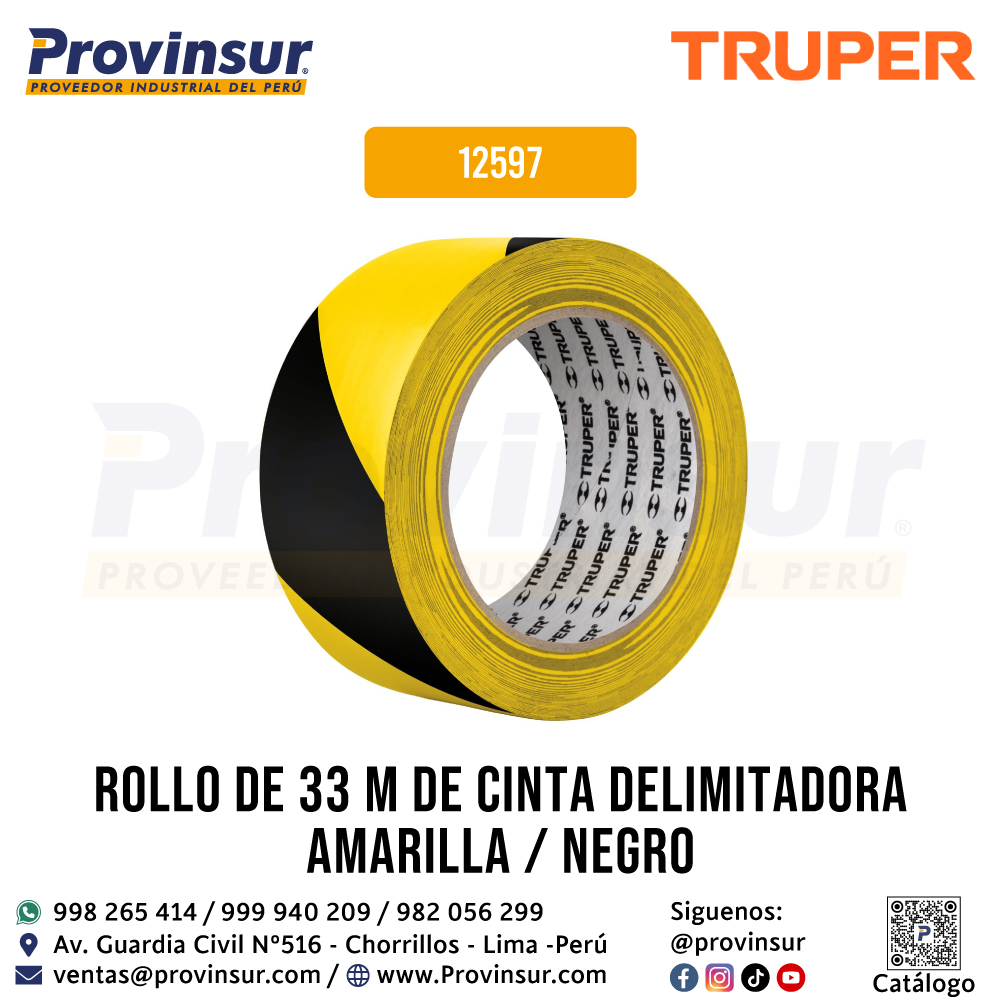 Cinta Delimitadora Amarillo/Negro de 33 Metros 12597 Truper 1 Cinta delimitadora amarillo/negro de 33 metros 12597 Truper