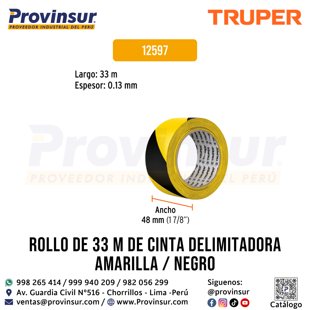 Cinta Delimitadora Amarillo/Negro de 33 Metros 12597 Truper 2 Cinta delimitadora amarillo/negro de 33 metros 12597 Truper