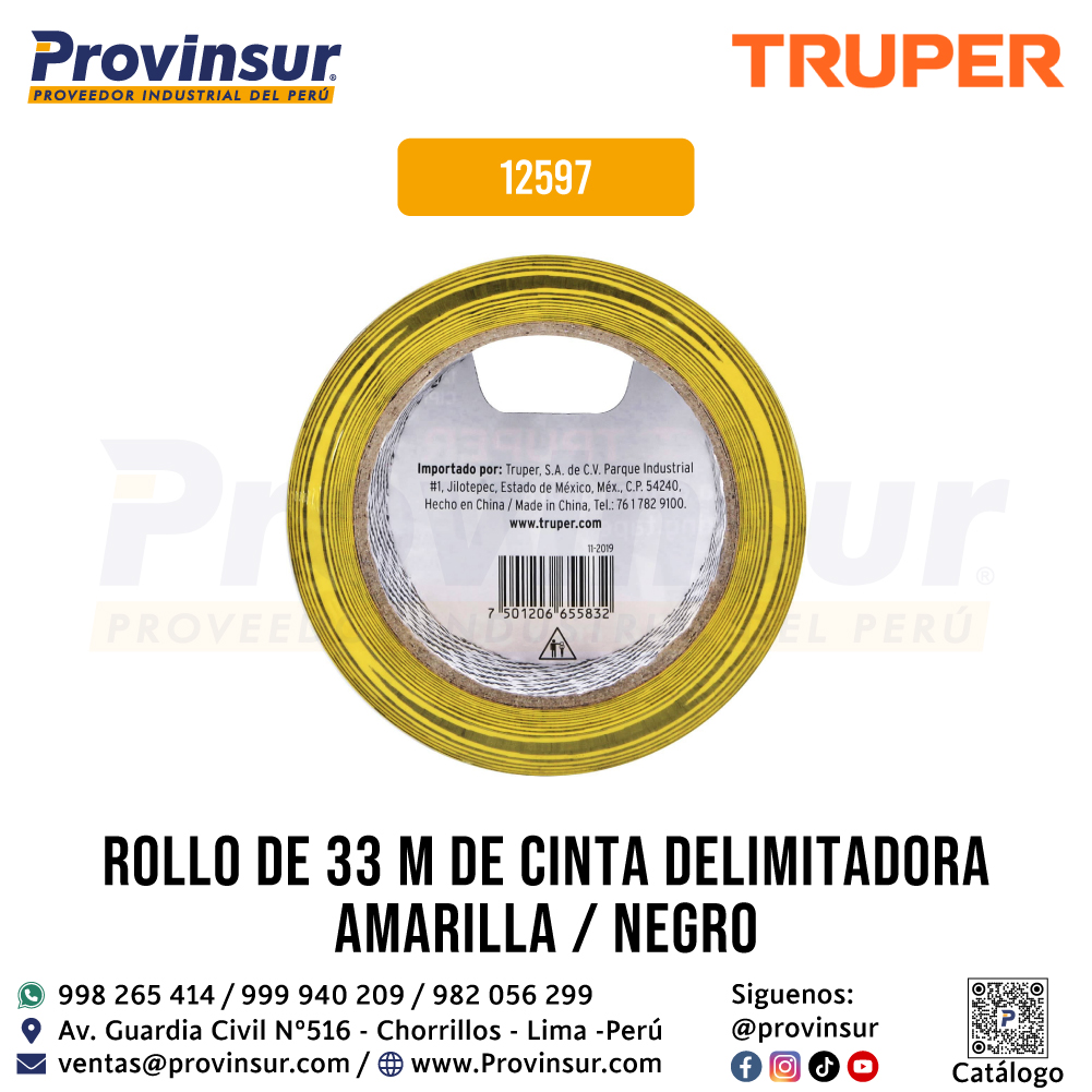 Cinta Delimitadora Amarillo/Negro de 33 Metros 12597 Truper 3 Cinta delimitadora amarillo/negro de 33 metros 12597 Truper