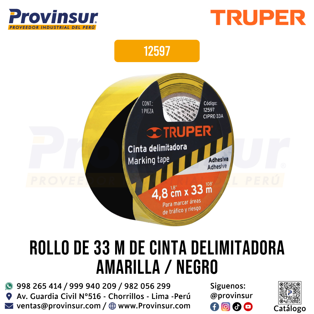 Cinta Delimitadora Amarillo/Negro de 33 Metros 12597 Truper 4 Cinta delimitadora amarillo/negro de 33 metros 12597 Truper