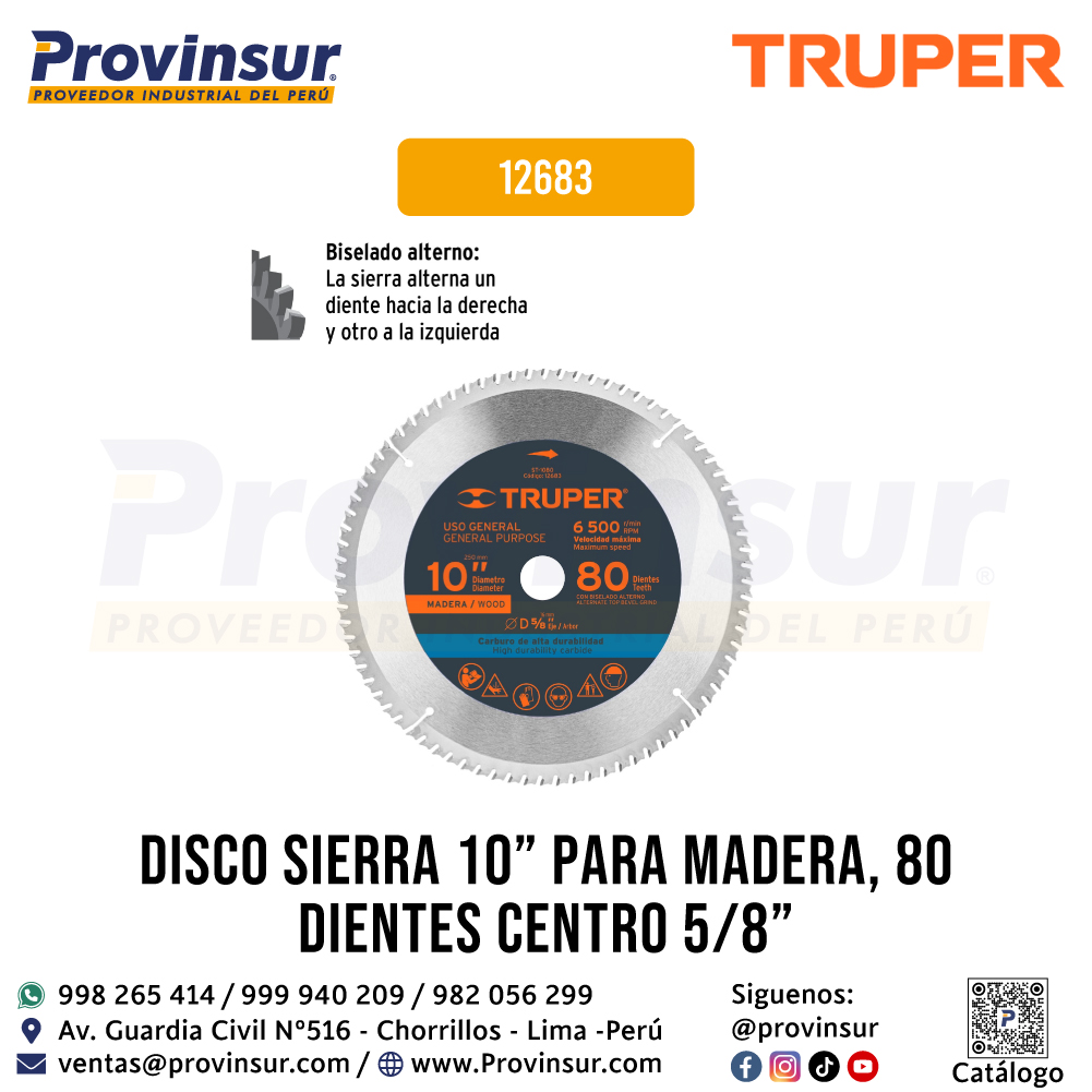 Disco Sierra p/Madera 10 Pulgadas 80 Dientes Centro 5/8 Pulgadas 12683 Truper 3 Disco sierra p/madera 10 pulgadas 80 dientes centro 5/8 pulgadas 12683 Truper