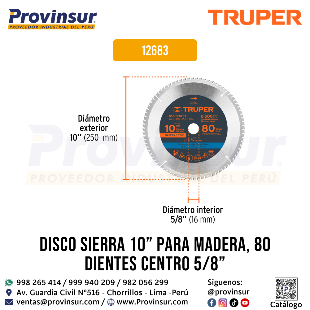 Disco Sierra p/Madera 10 Pulgadas 80 Dientes Centro 5/8 Pulgadas 12683 Truper 2 Disco sierra p/madera 10 pulgadas 80 dientes centro 5/8 pulgadas 12683 Truper