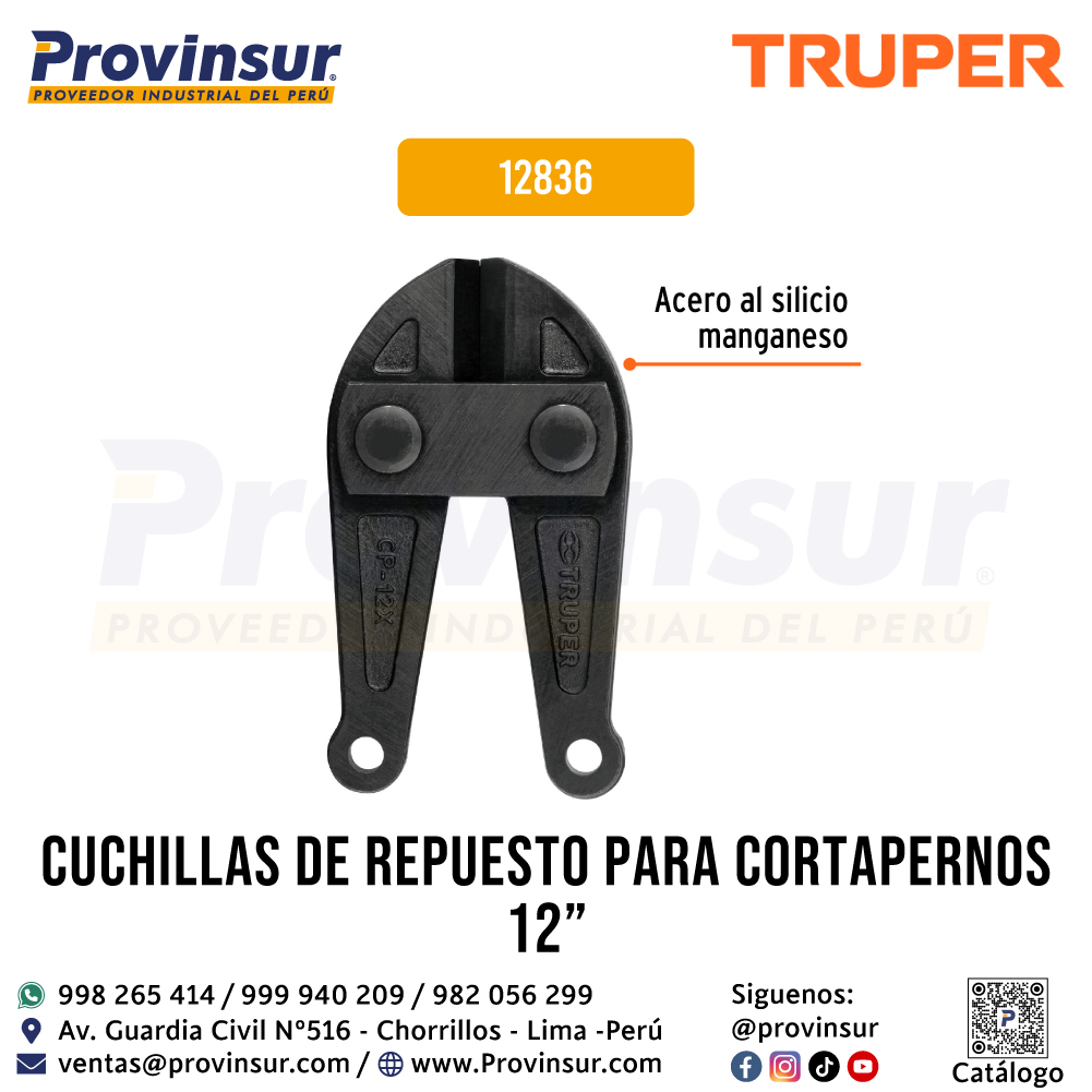 Cuchillas de Repuesto para Cortapernos 12 Pulgadas 12836 Truper 2 Cuchillas de repuesto para cortapernos 12 pulgadas 12836 Truper