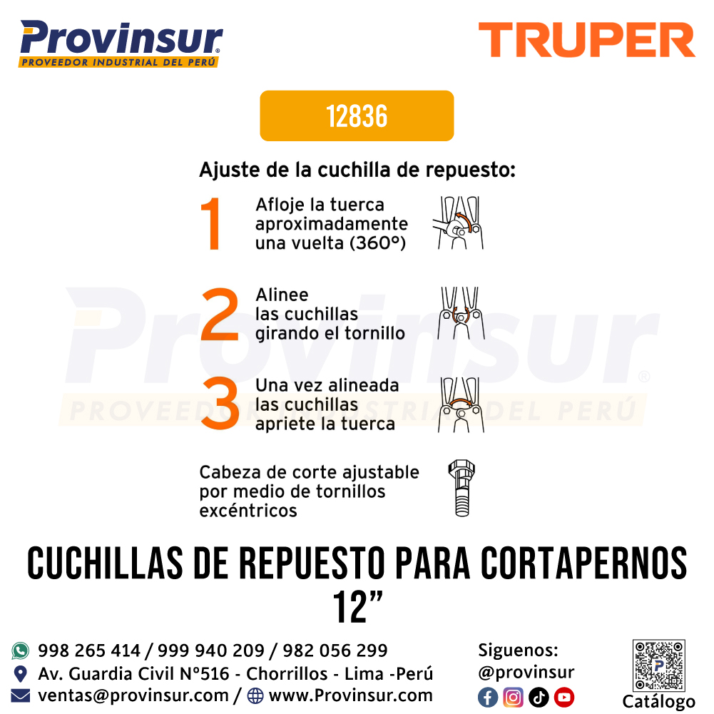 Cuchillas de Repuesto para Cortapernos 12 Pulgadas 12836 Truper 4 Cuchillas de repuesto para cortapernos 12 pulgadas 12836 Truper