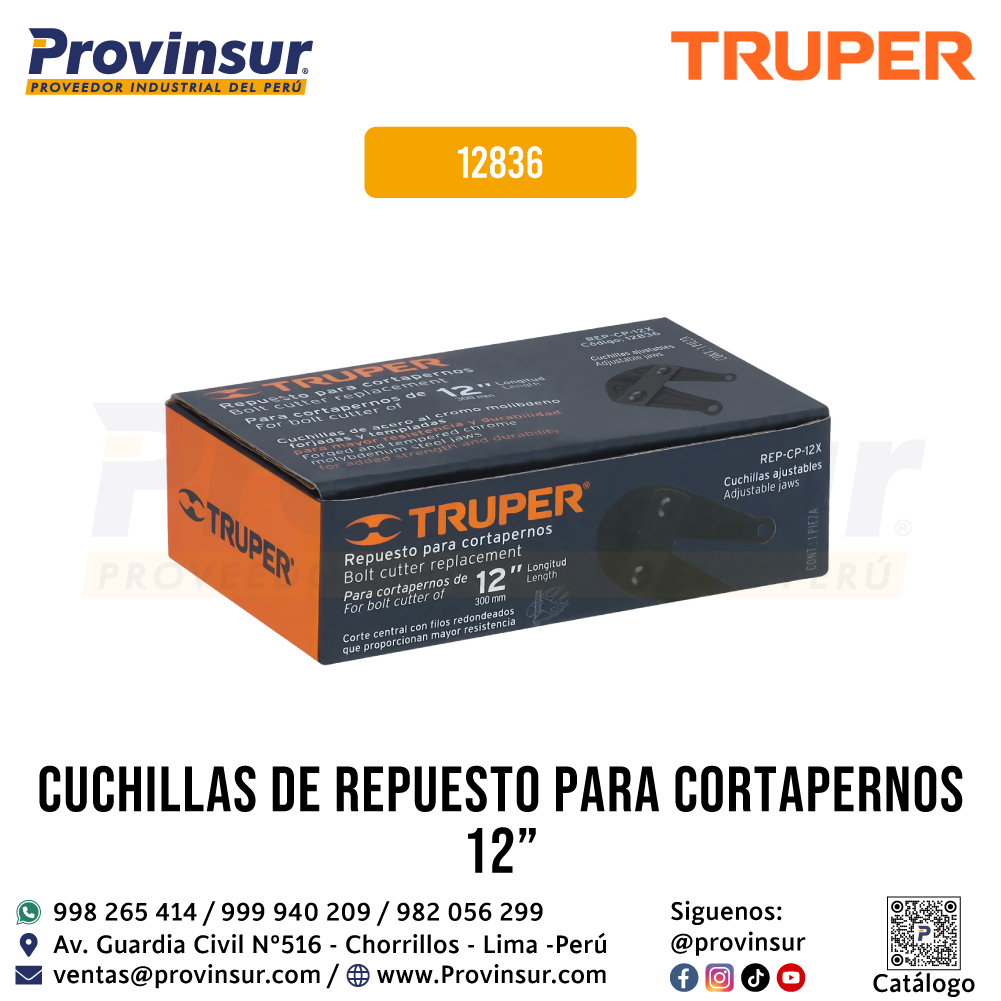 Cuchillas de Repuesto para Cortapernos 12 Pulgadas 12836 Truper 5 Cuchillas de repuesto para cortapernos 12 pulgadas 12836 Truper