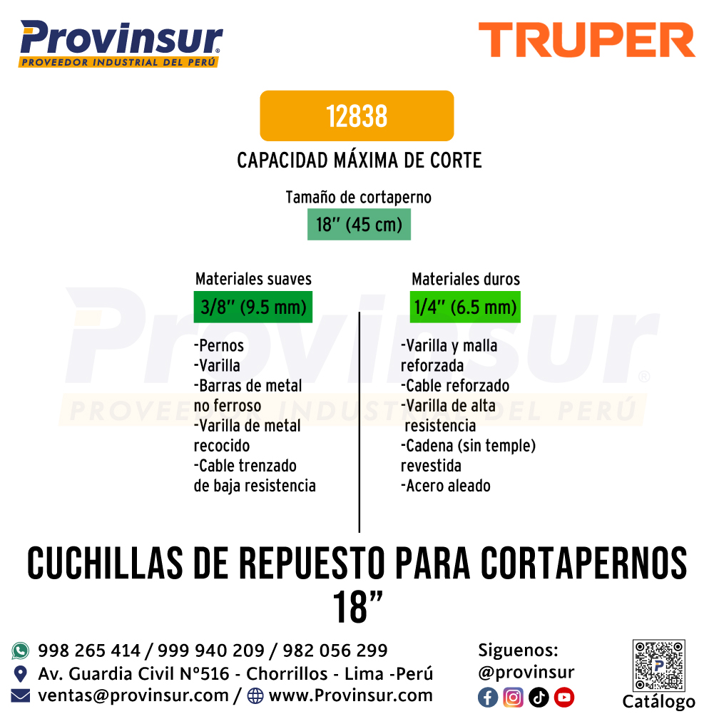 Cuchillas de Repuesto para Cortapernos 18 Pulgadas 12838 Truper 3 Cuchillas de repuesto para cortapernos 18 pulgadas 12838 Truper