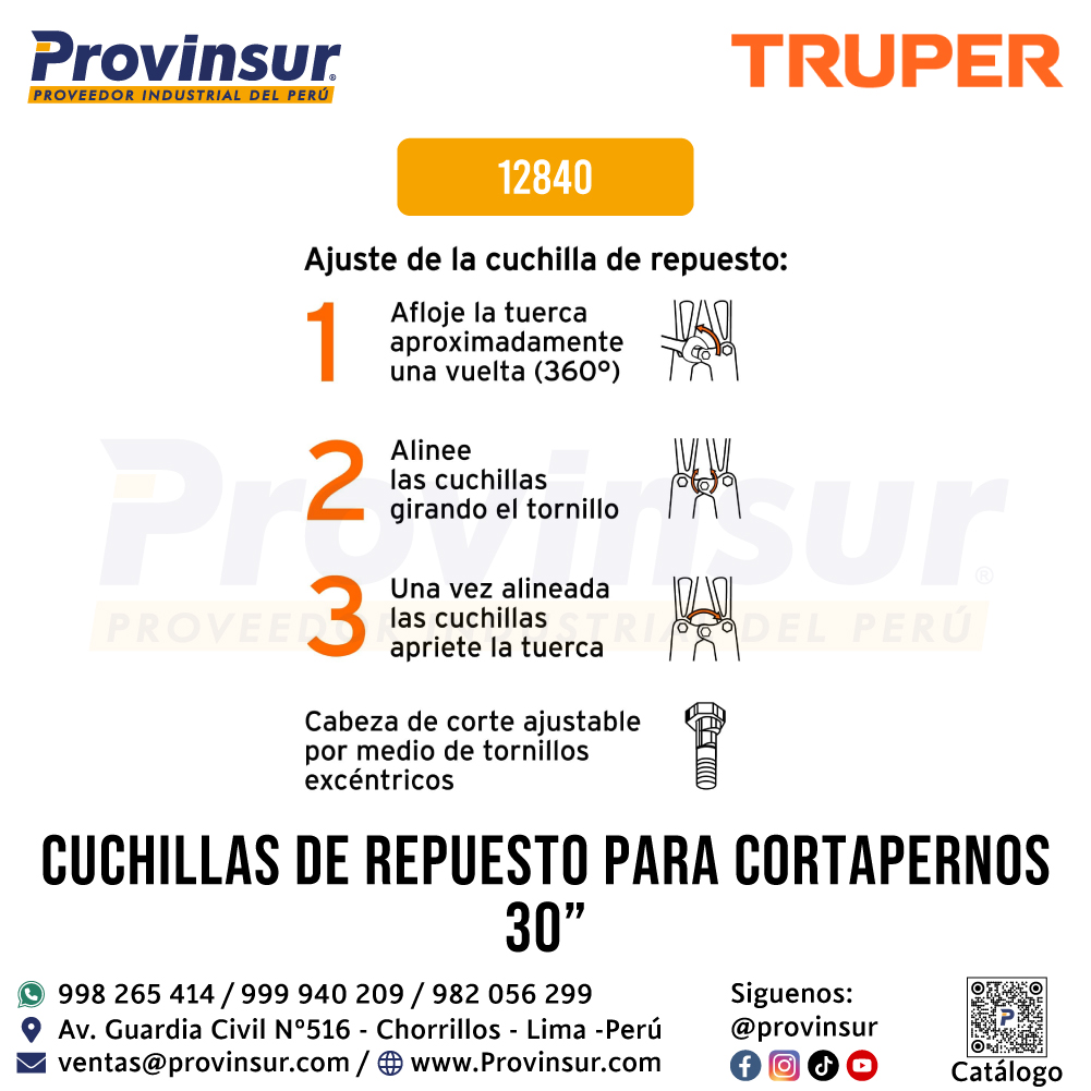 Cuchillas de Repuesto para Cortapernos 30 Pulgadas 12840 Truper 4 Cuchillas de repuesto para cortapernos 30 pulgadas 12840 Truper