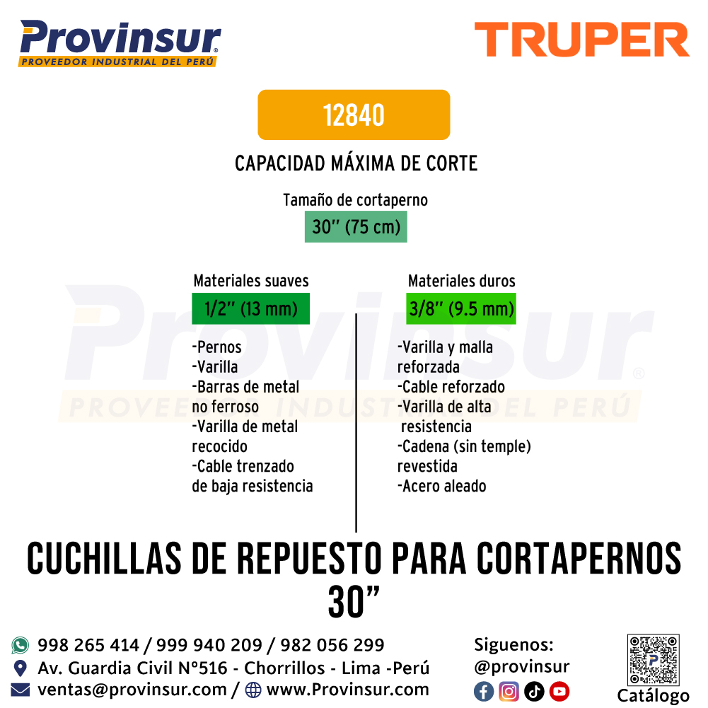 Cuchillas de Repuesto para Cortapernos 30 Pulgadas 12840 Truper 3 Cuchillas de repuesto para cortapernos 30 pulgadas 12840 Truper