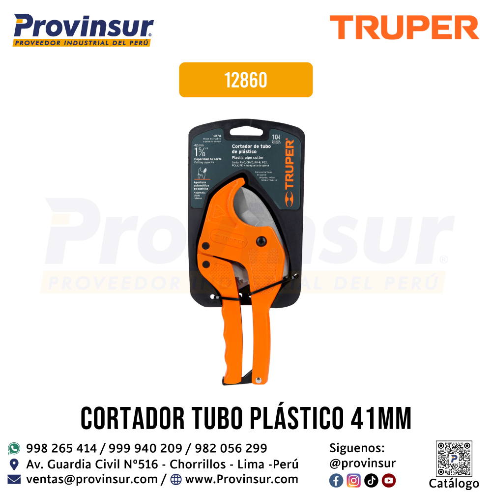 Cortador de Tubo de Plástico de Corte 1-5/8 Pulgadas-41mm 12860 Truper 1 Cortador de tubo de plástico de corte 1-5/8 pulgadas-41mm 12860 Truper