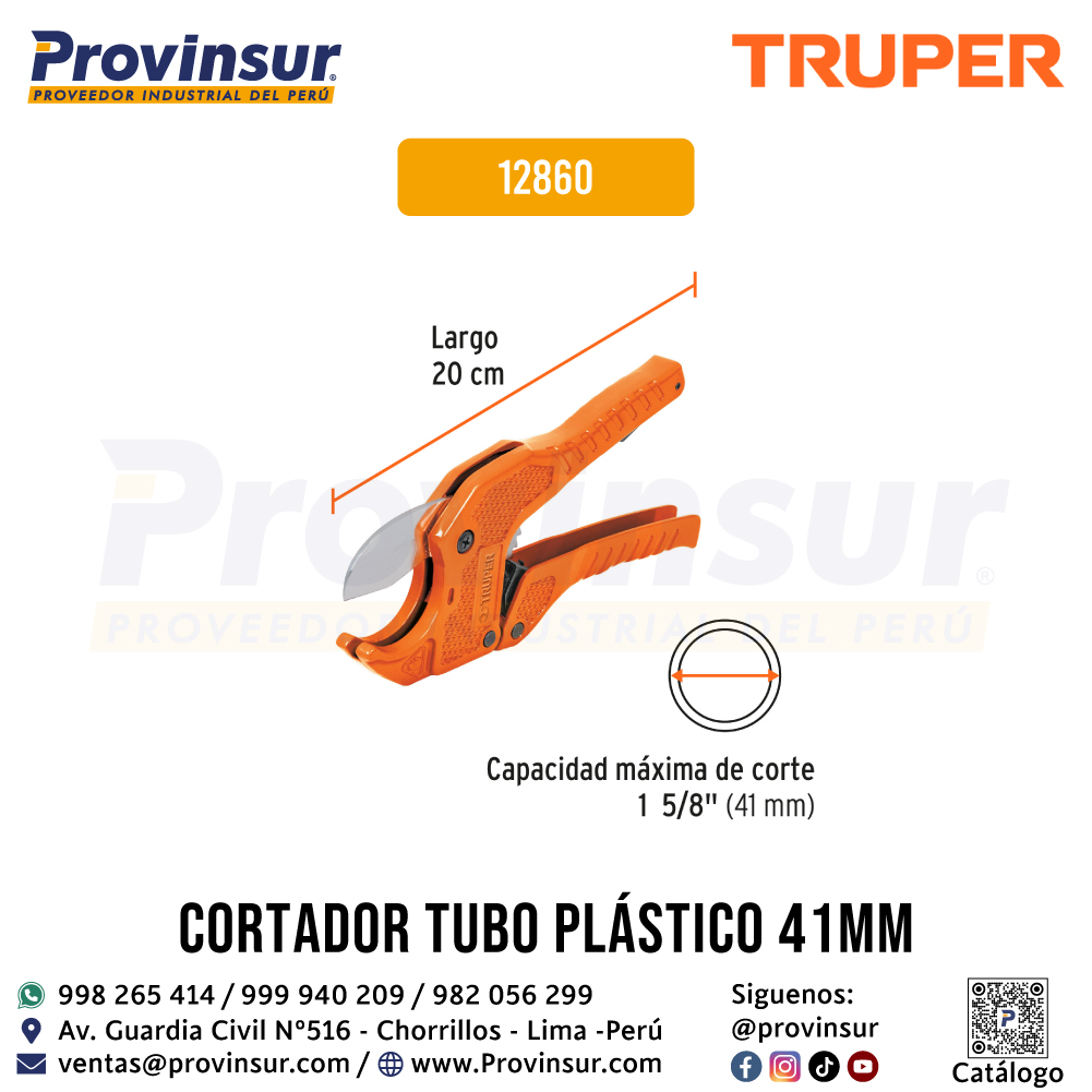 Cortador de Tubo de Plástico de Corte 1-5/8 Pulgadas-41mm 12860 Truper 2 Cortador de tubo de plástico de corte 1-5/8 pulgadas-41mm 12860 Truper